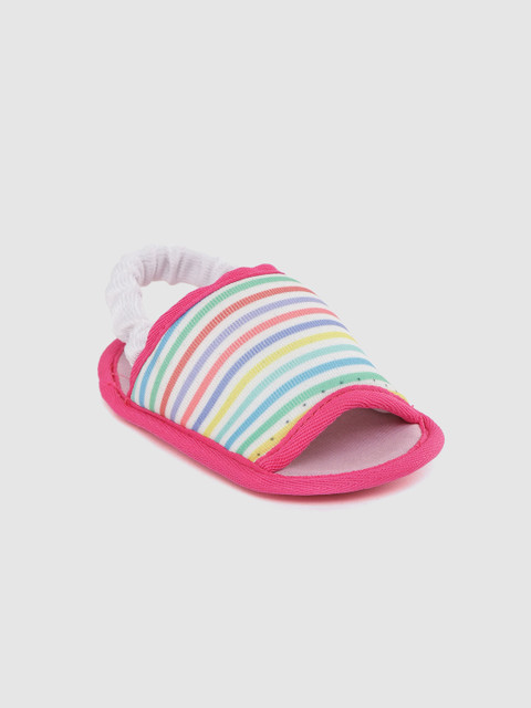 

TOOTSIES by KazarMax Girls Multicoloured Striped Open-Toe Booties, Multi
