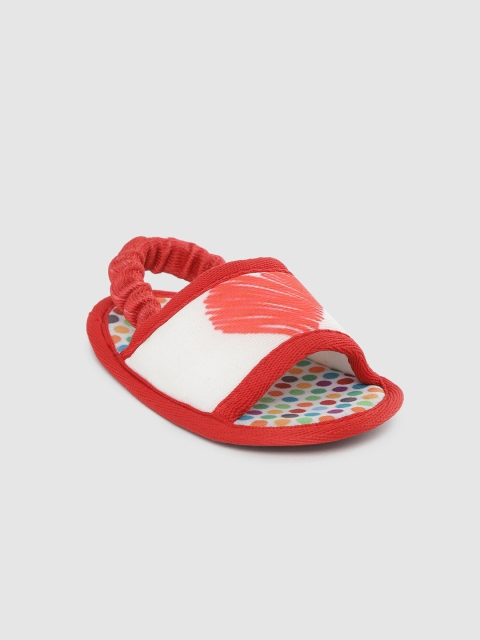 

TOOTSIES By KazarMax Boys White & Red Printed Open Toe Booties