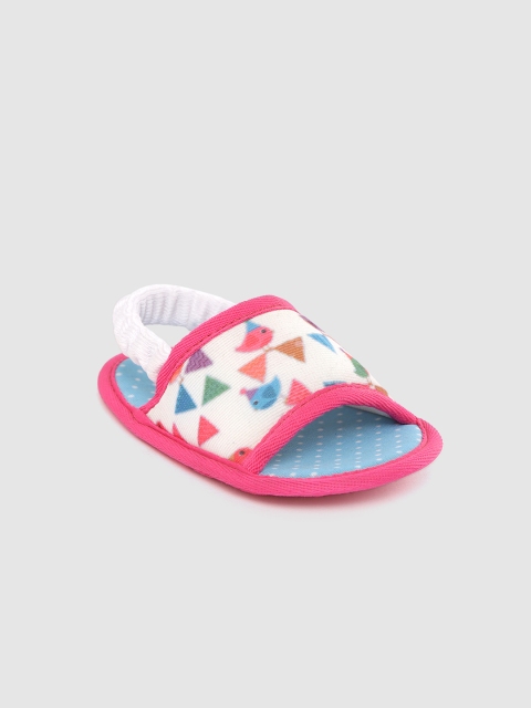 

TOOTSIES by KazarMax Girls Pink & White Printed Open-Toe Booties