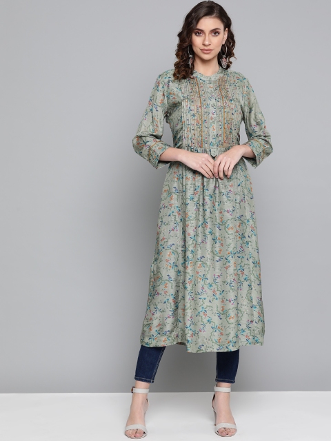 

Ritu Kumar Women Green & Blue Printed A-Line Kurta