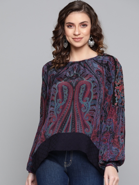 

Ritu Kumar Women Purple & Pink Printed Top