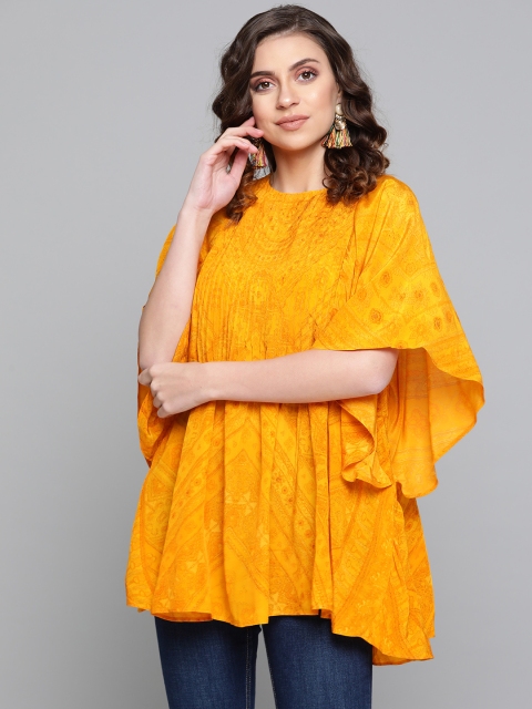 

Ritu Kumar Women's Mustard Yellow & Brown Printed Tunic