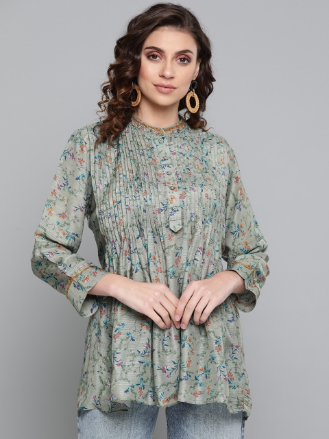 

Ritu Kumar Women's Green & Blue Printed Tunic