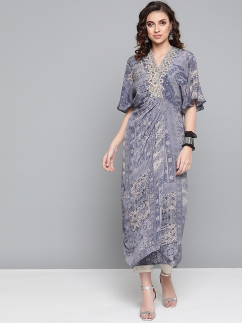 

Ritu Kumar Women Grey & Beige Printed A-Line Kurta