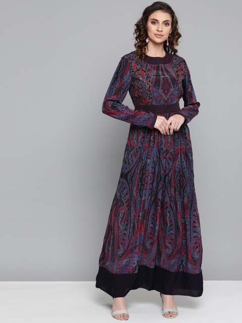 

Ritu Kumar Women Black & Blue Printed Anarkali Kurta