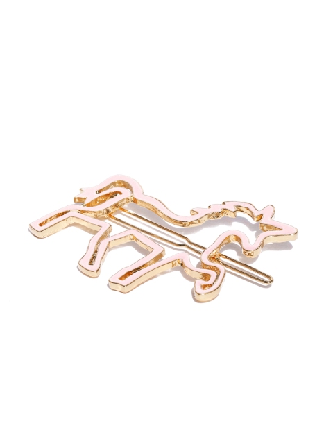 

Toniq Kids Girls Gold-Toned & Pink Unicorn Shaped Bobby Pin