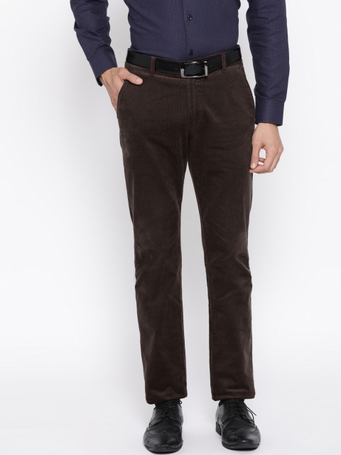 

Hancock Men Brown Slim Fit Corduroy Solid Formal Trousers