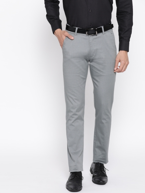 

Hancock Men Grey Slim Fit Checked Formal Trousers