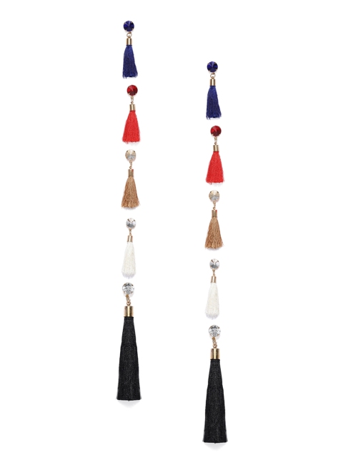 

Blisscovered Set of 5 Multi-coloured Contemporary Drop Tassel Earrings