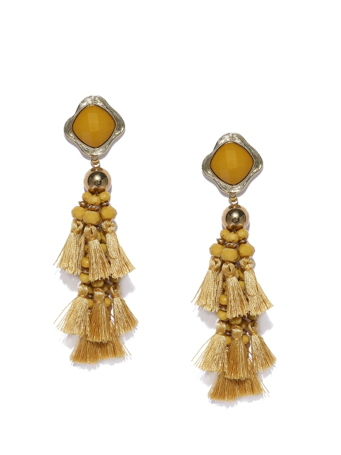 

Blisscovered Gold-Toned Contemporary Drop Tassel Earrings