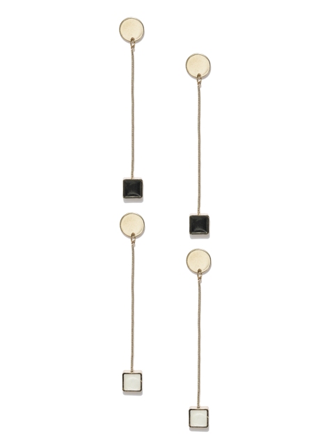 

Blisscovered Set of 2 Gold-Toned Square Shaped Drop Earrings