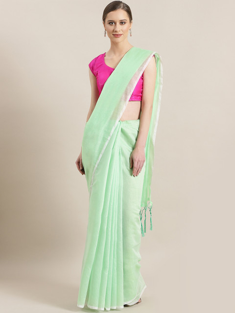 

Kalista Green Solid Chanderi Silk Saree