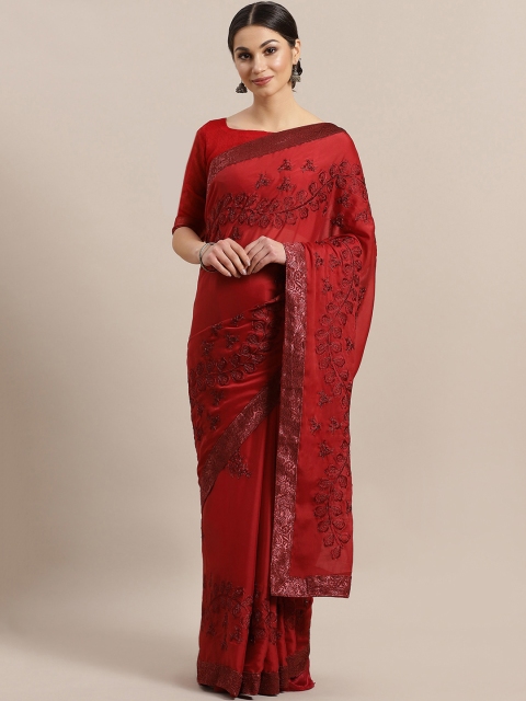 

Kalista Red Embroidered Saree