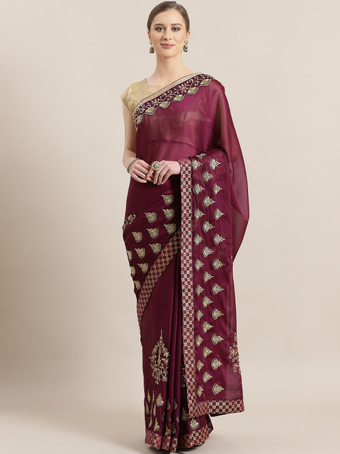 

Kalista Magenta & Golden Embroidered Saree
