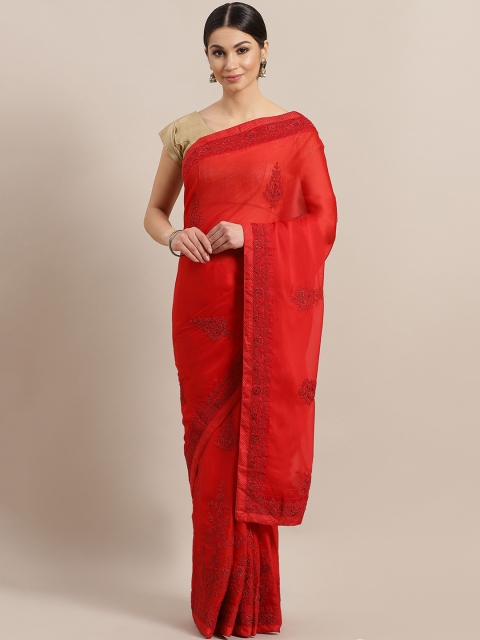 

Kalista Red Embroidered Saree