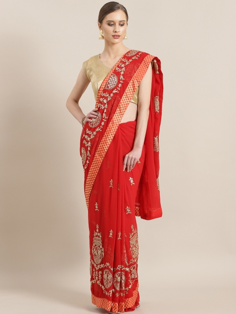 

Kalista Red & Golden Embroidered Saree