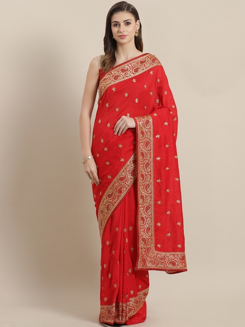 

Chhabra 555 Red & Golden Zari Embroidered Saree