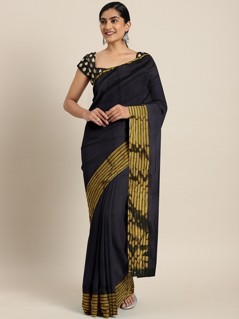 

Pavechas Black Solid Poly Chiffon Saree