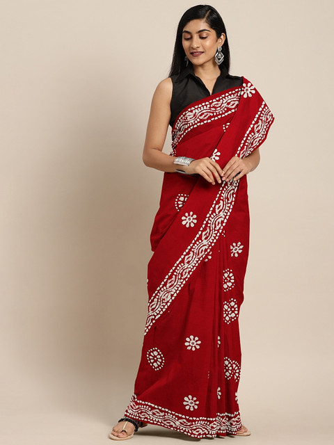 

Pavechas Maroon & White Pure Cotton Printed Saree