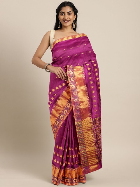

Pavechas Pink & Gold-Coloured Poly Silk Woven Design Banarasi Saree
