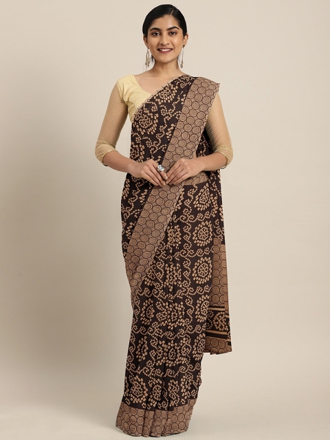 

Pavechas Coffee Brown & Beige Poly Georgette Printed Saree