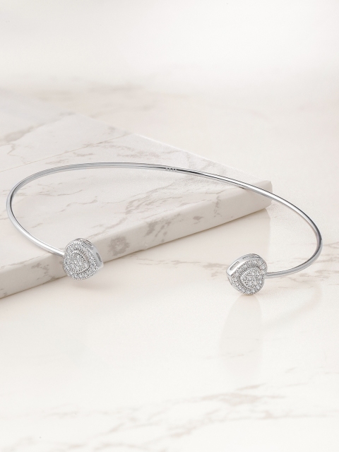 

ZAYN 925 Sterling Silver-Plated CZ Studded Cuff Bracelet