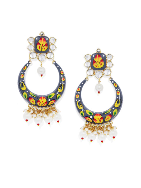 

AccessHer Gold-Toned & White Circular Chandbalis