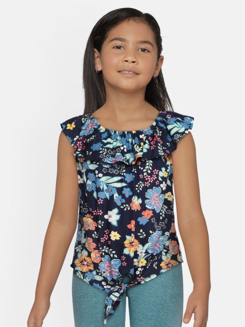 

Pepe Jeans Girls Navy Blue Floral Printed Bardot Top