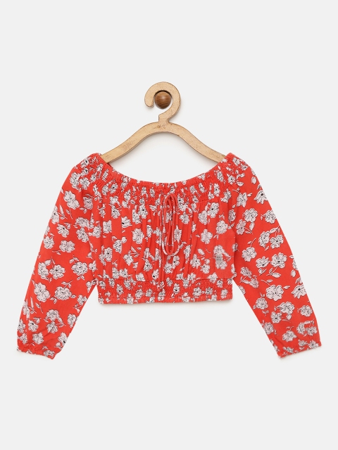

Pepe Jeans Red & White Floral MARIA IP Printed Blouson Crop Top
