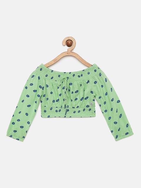 

Pepe Jeans Green RUTH IP Printed Blouson Crop Top
