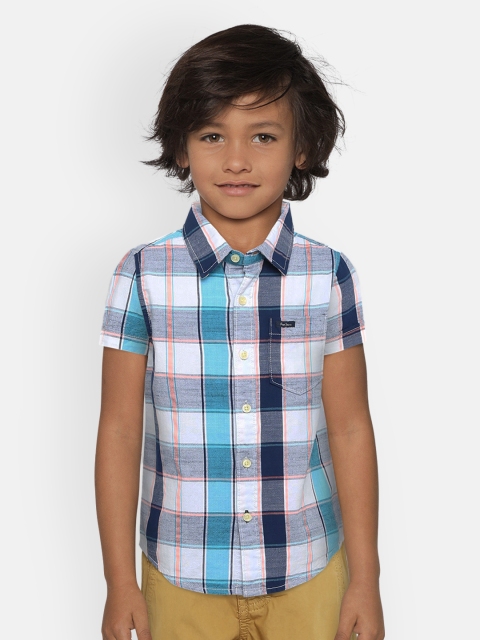 

Pepe Jeans Boys Blue & White Regular Fit TROY 1 Checked Casual Shirt