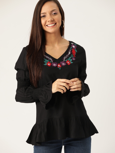 

DressBerry Women Black Solid A-Line Top