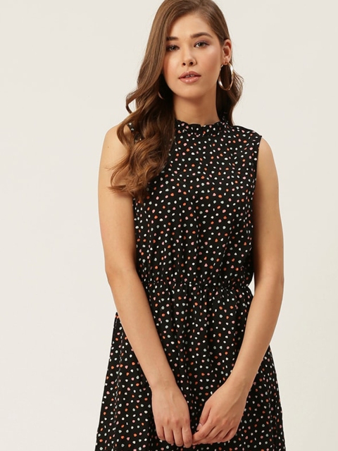 

DressBerry Women Black Printed Fit & Flare Dress