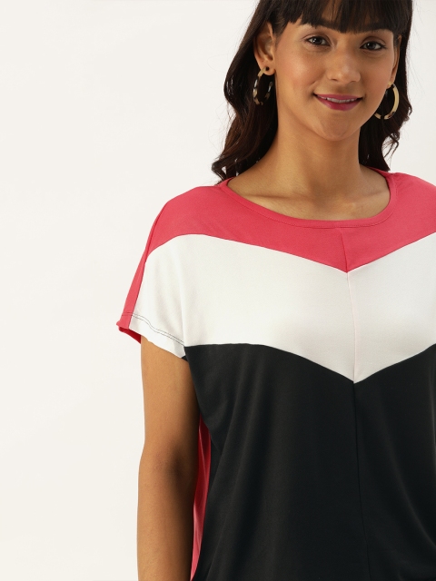 

DressBerry Women Black & White Colourblocked Knitted Top