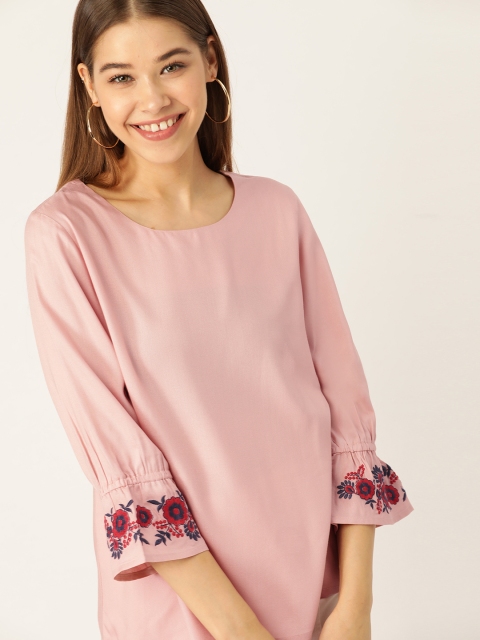 

DressBerry Women Pink Solid Sustainable Top