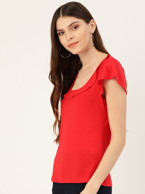 

DressBerry Women Red Solid Fitted Top