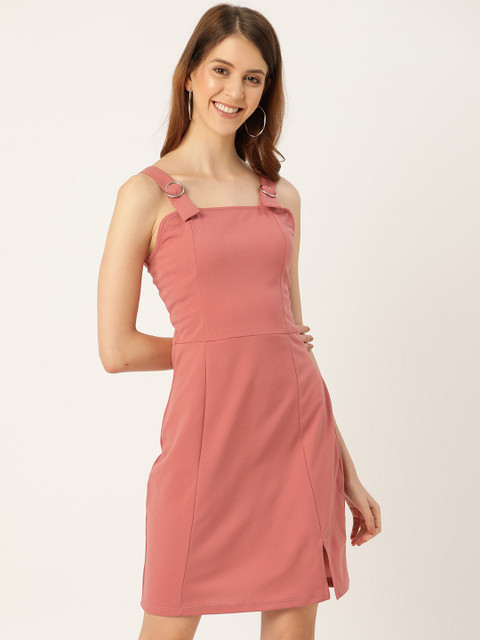 

DressBerry Women Pink Solid Pinafore Dress
