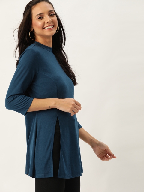 

DressBerry Women Teal Blue Solid A-Line Top