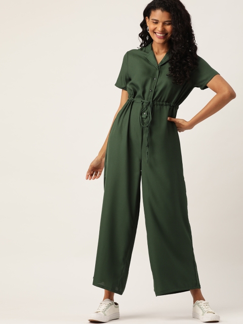 

DressBerry Women Olive Green Solid Basic Jumpsuit