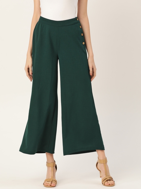 

DressBerry Women Green Solid Cropped Parallel Trousers