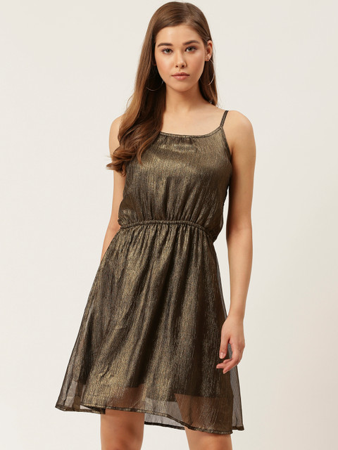 

DressBerry Women Olive Green Solid A-Line Dress