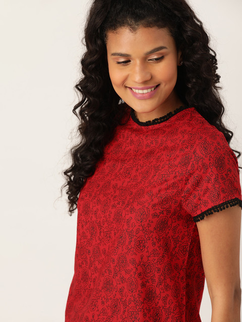 

DressBerry Women Red Printed Top