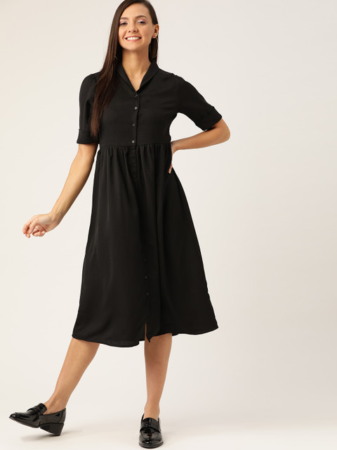 

DressBerry Women Black Solid Shirt Dress