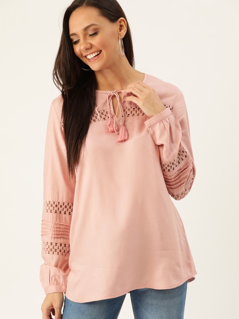 

DressBerry Sustainable ECOVERO Women Pink Solid Top