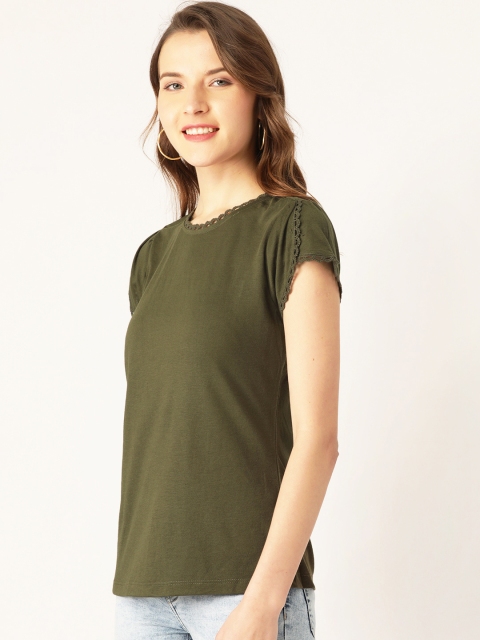 

DressBerry Women Olive Green Solid Top