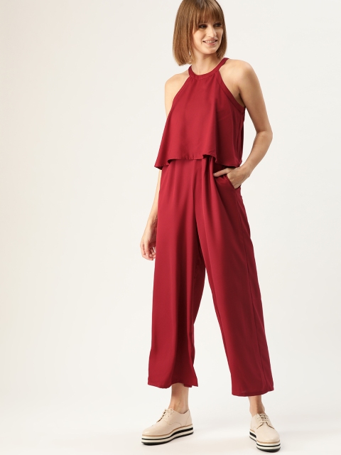 

DressBerry Women Maroon Solid Cropped Basic Jumpsuit