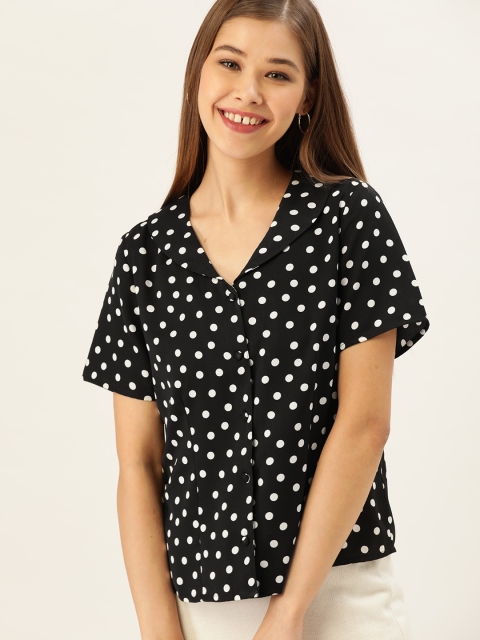 

DressBerry Women Black & White Regular Fit Polka Dot Printed Casual Shirt