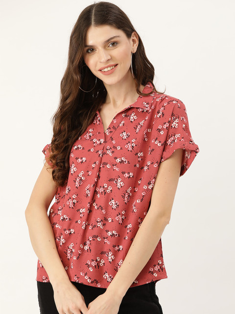 

DressBerry Women Dusty Pink Floral Print Top