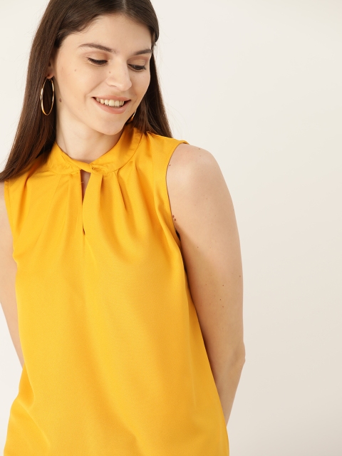 

DressBerry Women Mustard Yellow Solid Top