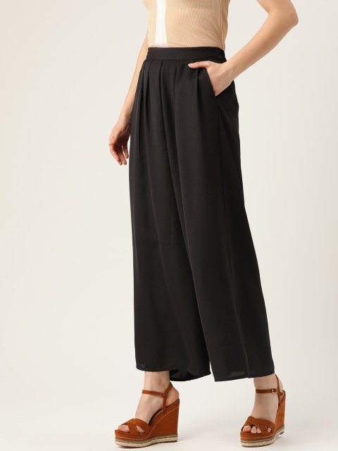 

DressBerry Women Black Solid Wide Leg Palazzos